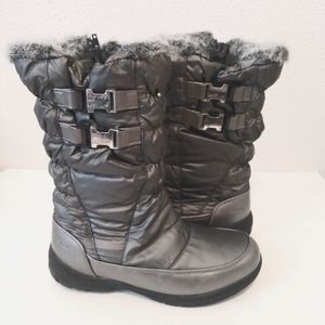 Sports Makela Gray Quilted Zip Snow Rain Boots sz 10 M